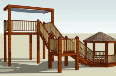 Sketchup素材模型|连桥观景平台景观素材组件-BIM建筑网