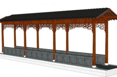 Sketchup素材模型|中式廊架素材组件-BIM建筑网