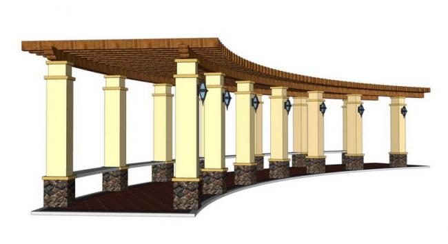 Sketchup素材模型|欧式廊架景观素材组件