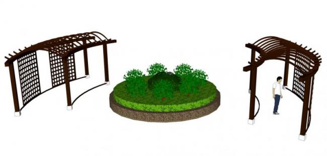 Sketchup素材模型|小区花架景观素材组件