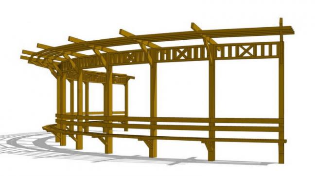 Sketchup素材模型|休闲廊架景观素材组件