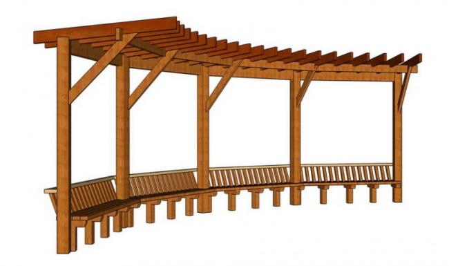 Sketchup素材模型|廊架景观素材组件