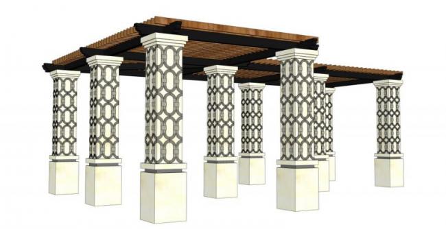 Sketchup素材模型|景观花架素材组件