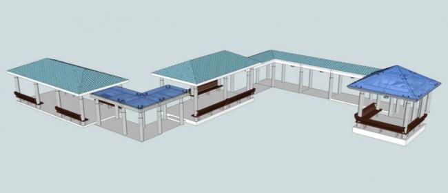 Sketchup素材模型|景观廊架素材组件