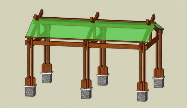 Sketchup素材模型|景观廊架素材组件