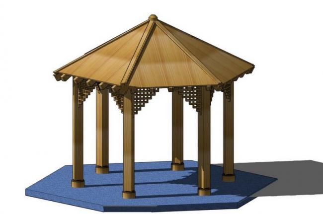 Sketchup小品模型|凉亭，中式风格，小品