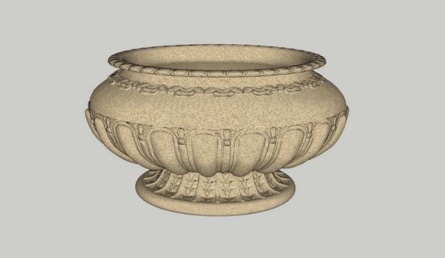 Sketchup素材模型|欧式花钵雕塑景观素材组件