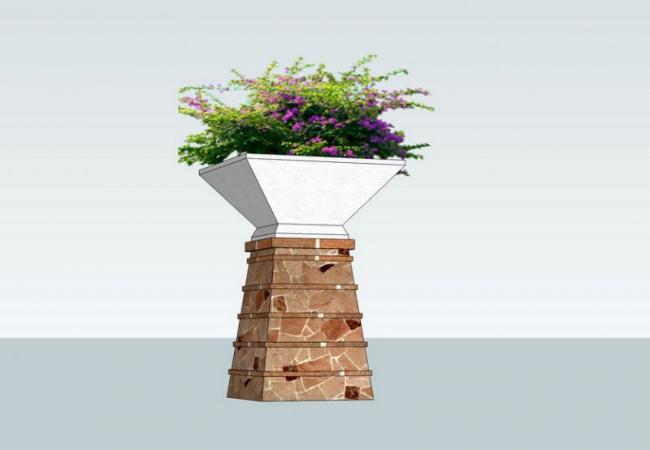Sketchup素材模型|现代花钵景观素材组件