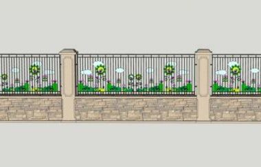 Sketchup素材模型|围墙围栏护栏素材组件-BIM建筑网