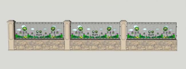Sketchup素材模型|围墙围栏护栏素材组件