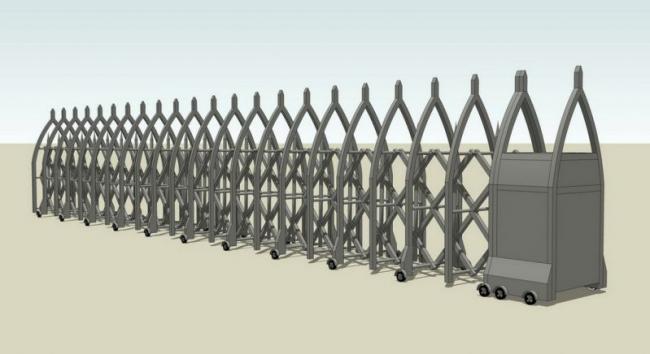 Sketchup素材模型|入口出口大门电动伸缩门