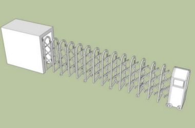 Sketchup素材模型|入口电动伸缩门-BIM建筑网