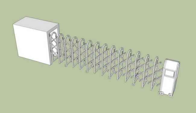 Sketchup素材模型|入口电动伸缩门