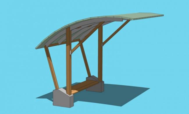 Sketchup素材模型|休闲小雨棚模型素材组件