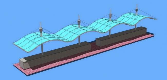 Sketchup素材模型|广场休闲雨棚模型素材组件