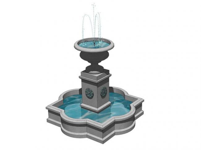 Sketchup素材模型|欧式水景喷泉景观雕塑模型素材组件