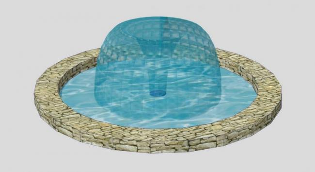 Sketchup素材模型|现代水景喷泉景观雕塑模型素材组件