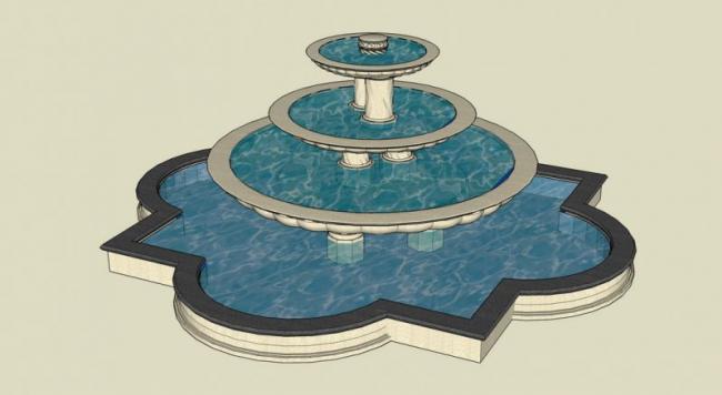 Sketchup素材模型|欧式水景喷泉景观雕塑模型素材组件