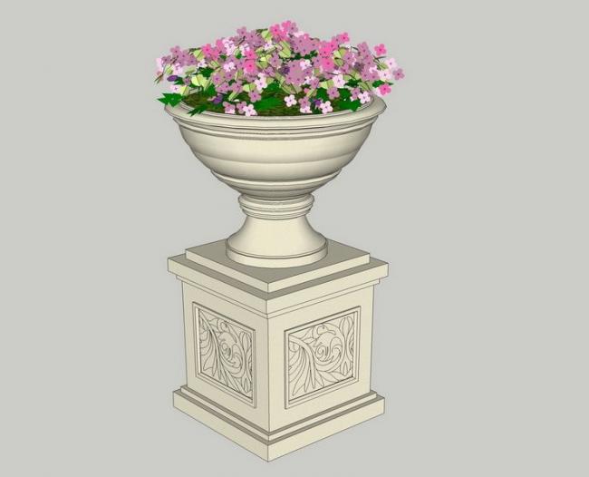 Sketchup素材模型|欧式花钵景观雕塑模型素材组件