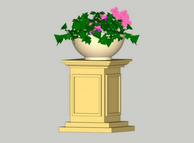 Sketchup素材模型|欧式花钵景观雕塑模型素材组件