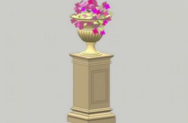 Sketchup素材模型|欧式花钵景观雕塑模型素材组件-BIM建筑网