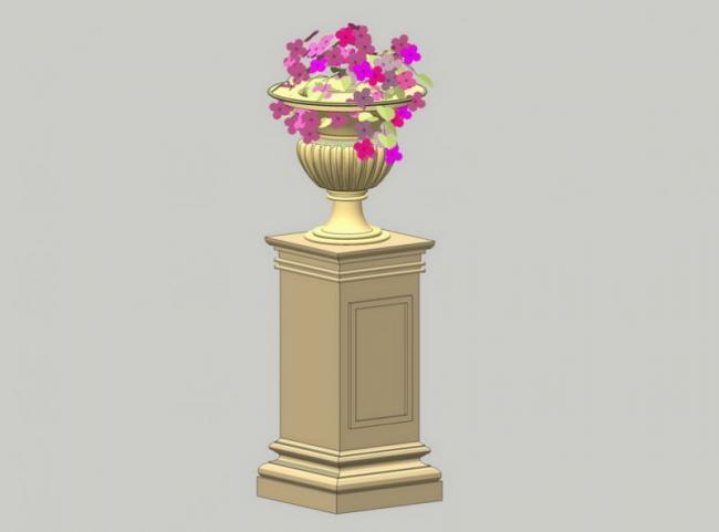 Sketchup素材模型|欧式花钵景观雕塑模型素材组件