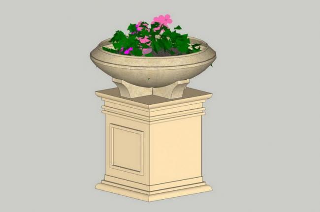 Sketchup素材模型|欧式花钵景观雕塑模型素材组件