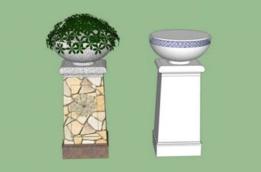 Sketchup素材模型|欧式花钵景观雕塑模型素材组件-BIM建筑网