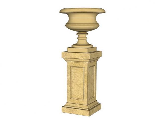 Sketchup素材模型|欧式花钵景观雕塑模型素材组件