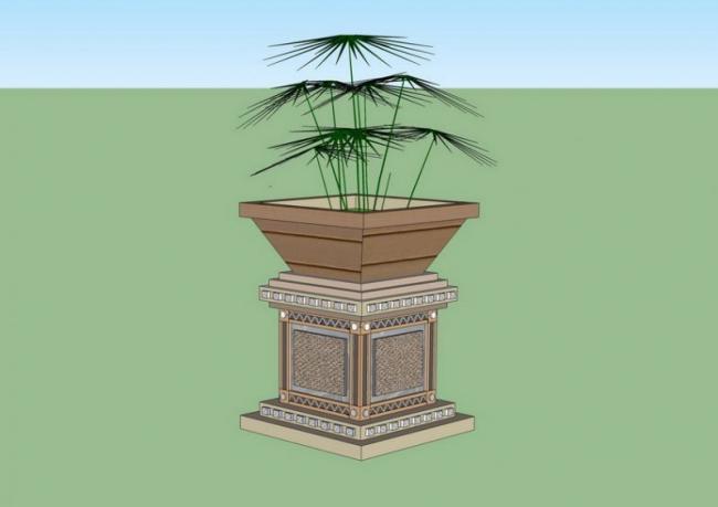 Sketchup素材模型|欧式花盆花钵景观雕塑模型素材组件
