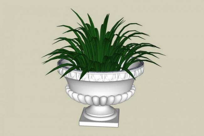 Sketchup素材模型|欧式花钵景观雕塑模型素材组件
