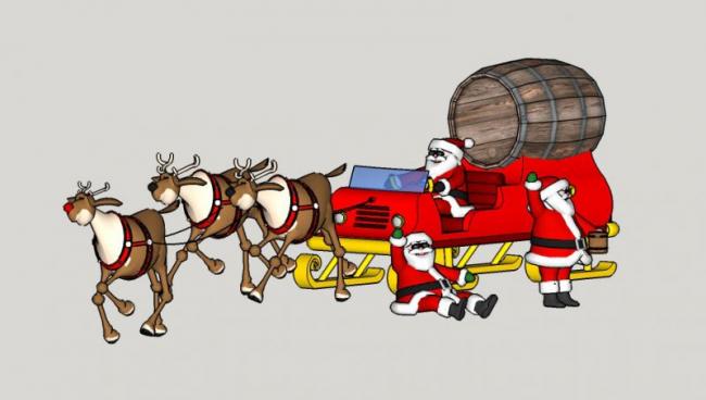 Sketchup素材模型|圣诞卡通马车模型素材组件