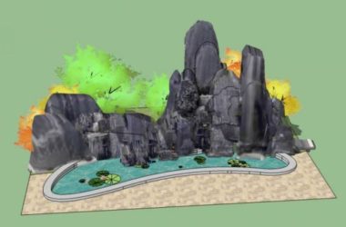 Sketchup素材模型|假山景观雕塑小品模型素材组件-BIM建筑网
