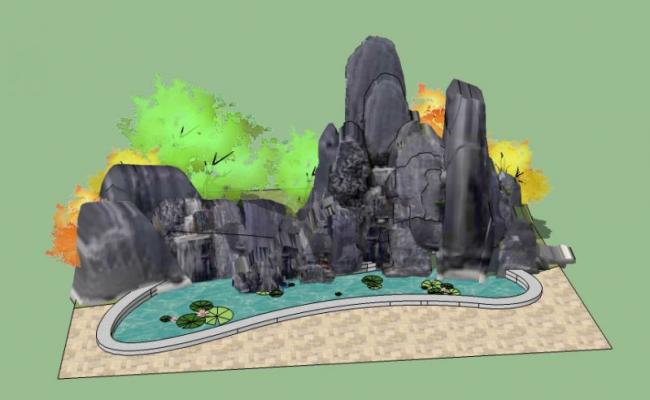 Sketchup素材模型|假山景观雕塑小品模型素材组件