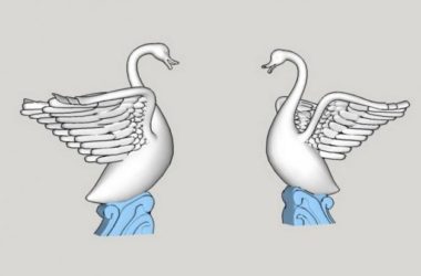 Sketchup素材模型|动物天鹅雕塑小品景观模型素材组件，现代风格-BIM建筑网