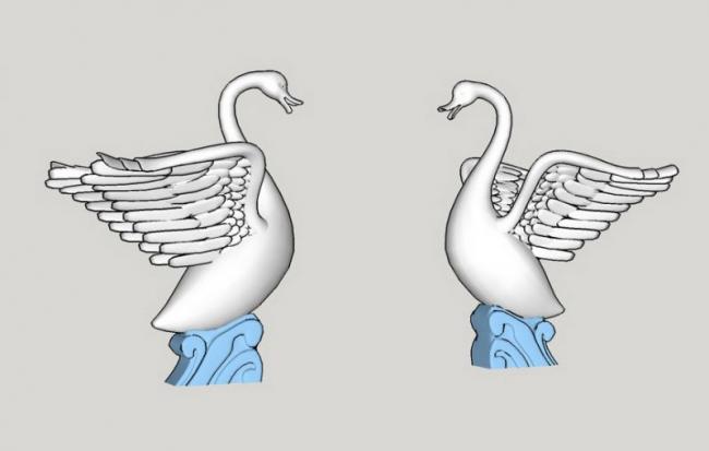 Sketchup素材模型|动物天鹅雕塑小品景观模型素材组件，现代风格