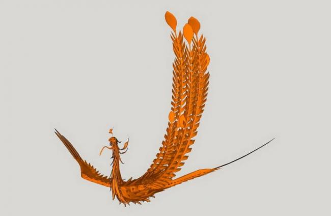 Sketchup素材模型|景观凤凰雕塑小品模型素材组件，古典风格