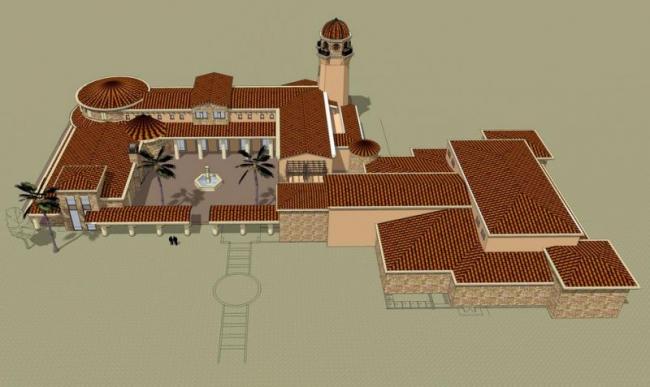 Sketchup商业模型|多层会所俱乐部，商业建筑，古典风格，西班牙风格