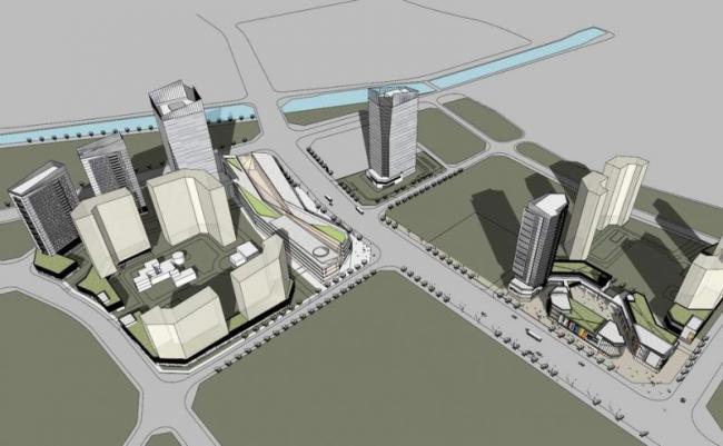 Sketchup综合体模型|多层高层混合综合体，多层商业街，高层公寓住宅，现代风格