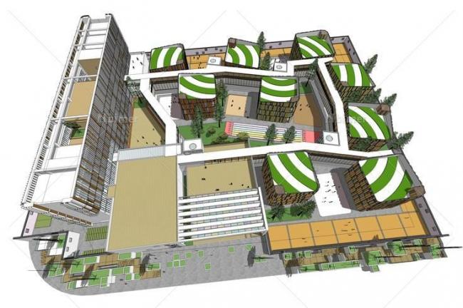 Sketchup学校模型|多层幼儿园学校，现代风格，公共建筑，教育建筑