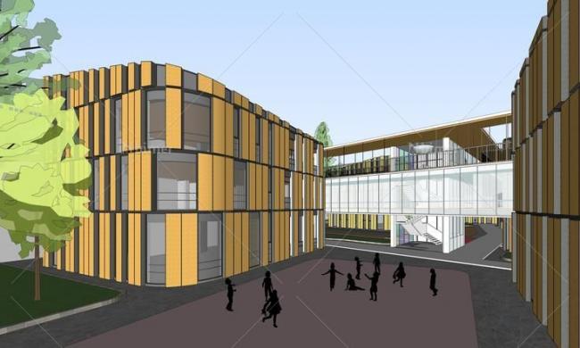 Sketchup学校模型|多层幼儿园学校，现代风格，公共建筑，教育建筑