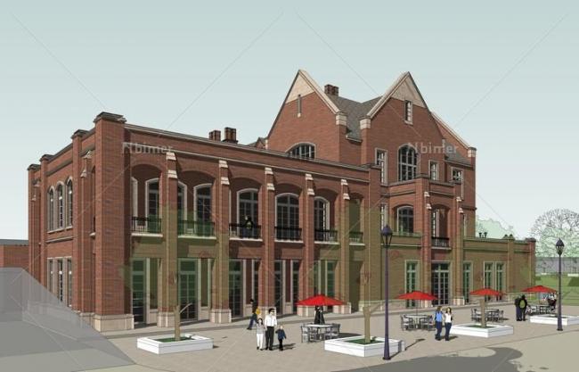 Sketchup商业模型|多层娱乐会所，英式风格，古典风格，商业建筑