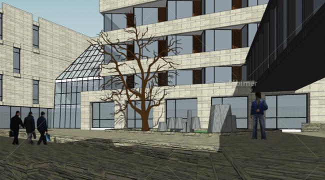 Sketchup商业模型|多层坡地会所，售楼处，现代风格，商业建筑