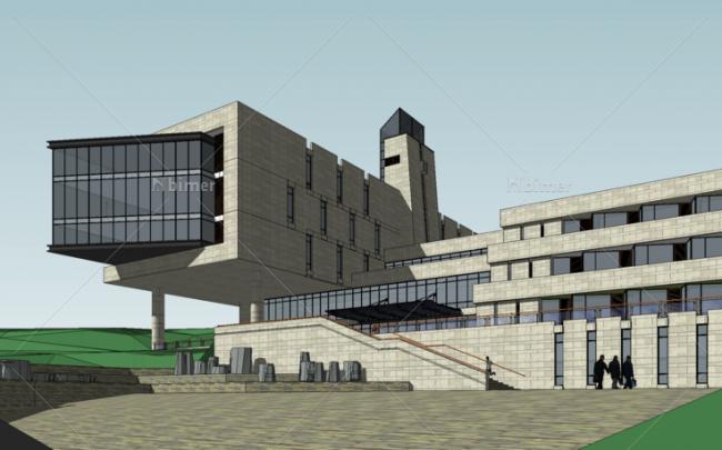 Sketchup商业模型|多层坡地会所，售楼处，现代风格，商业建筑