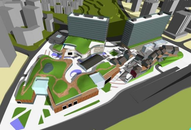 Sketchup综合体模型|多层高层混合商业综合体，高层办公，现代风格