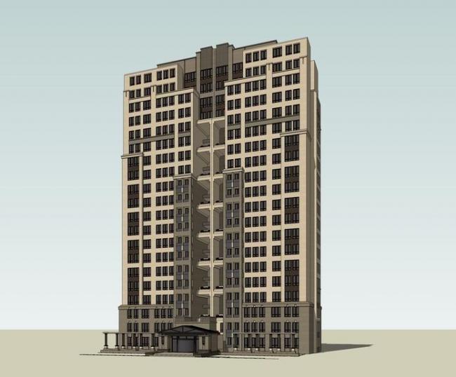 Sketchup办公模型|高层办公楼，新古典风格