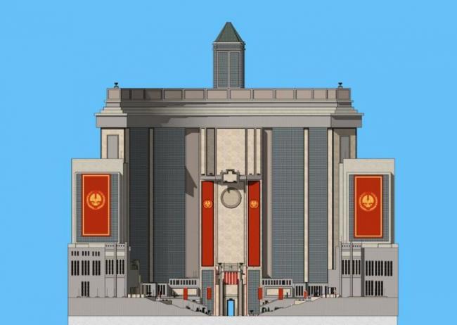 Sketchup办公模型|饥饿游戏场景，现代风格，高层办公