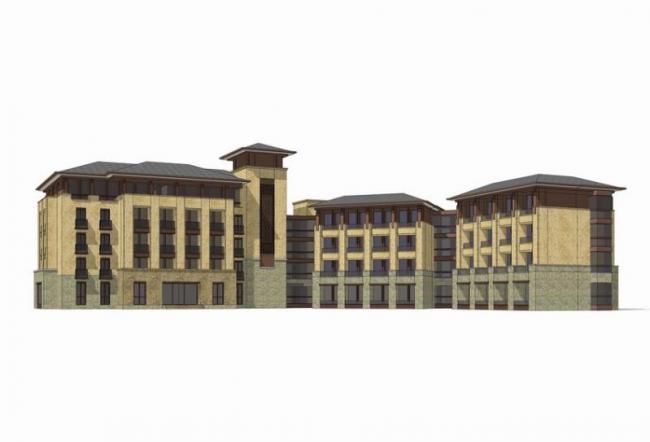 Sketchup酒店模型|多层酒店，草原风，俱乐部，现代风格