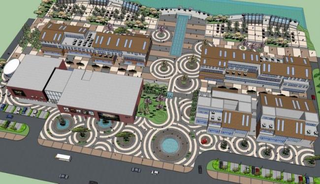 Sketchup商业模型|多层商业街，电影院，现代风格