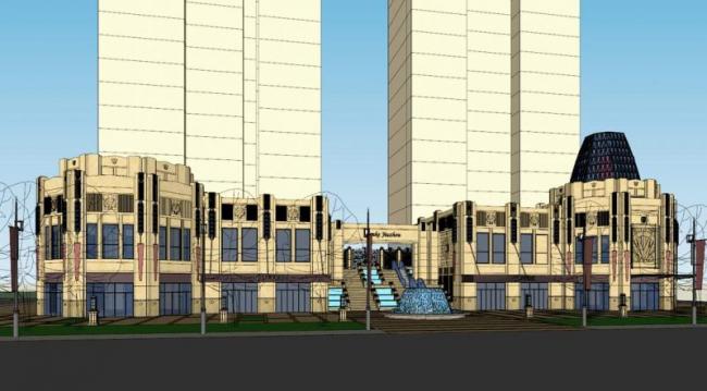 Sketchup商业模型|沿街商业，商业裙房，入口大门，新古典风格